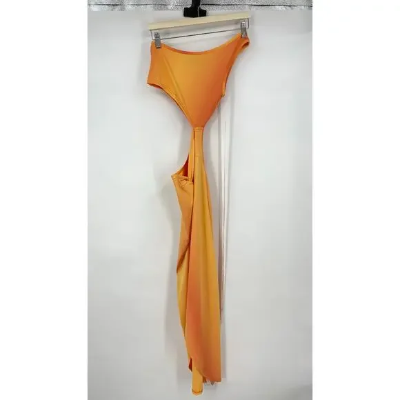OW CollectionNWT Isabel Dress in Gradient Print Orange Cut Out Midi XS